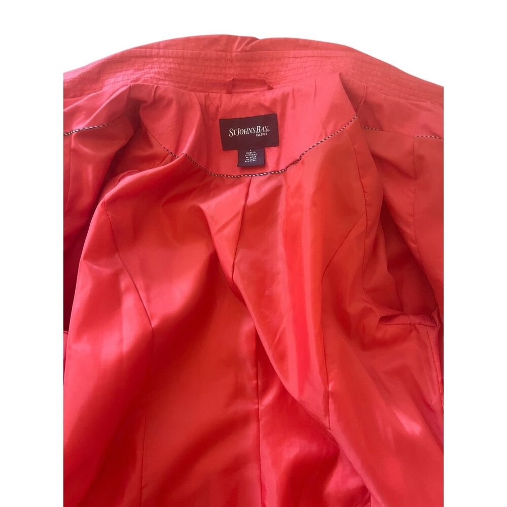 St. Johns Bay Womens Classic Trench Coat Sz L Preppy Reddish Pink Heritage - Picture 11 of 16